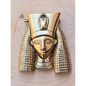 Egyptian Design Gold Plate Brooch Of Wadjet Goddess Of Egypt with Cobra Snake